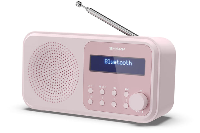 SHARP DR-P420 kaasaskantav digitaalraadio (DAB/DAB+/FM koos RDS, USB, Bluetooth 5.0, 3,5 mm pesaga äratuskella funktsioonidega), roosa