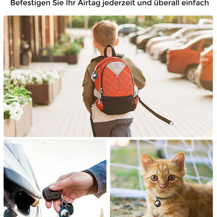 UNBREAKcable AirTag ripats, 4 AirTag võtmehoidja kaitseümbris, AirTag silikoonist kriimustuskindel TPU ümbris, võtmehoidja ümbris võtmetele, kotile ja koerale
