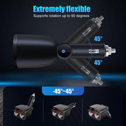 120W USB-C autolaadija sigaretisüütaja jaoturi adapter 2 pistikupesaga kiirlaadimine 12V/24V DC LED-voltmeetriga kahe USB + PD-pordiga mobiiltelefonile, tahvelarvutile, GPS-ile, videoregistraatorile