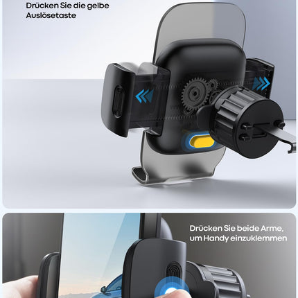 Lamicall Car Phone Holder, Cell Phone Car Mount - [2025 Spring Clip] Universal Air Vent Phone Holder Car, 360 Degree Vent Car Mount for iPhone 16/15/14/13/12 Pro Max Plus, Samsung 4-7 inch Smartphone