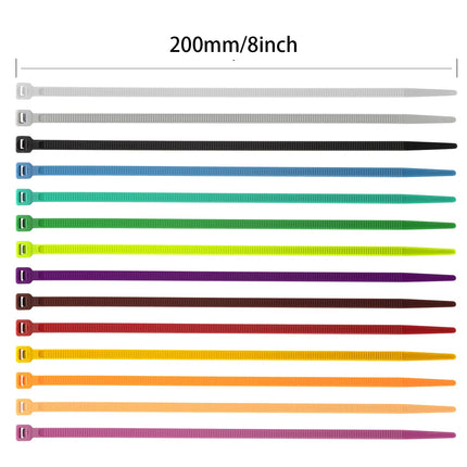 XINGO 1200 tk värvilisi kaablisidemeid, 200 mm x 4,8 mm värvilised kaablisidemed, 12 erinevat värvi, kaablisidemed kaablite haldamiseks, aiakaunistuseks, aiakunstiks - UV-kindel