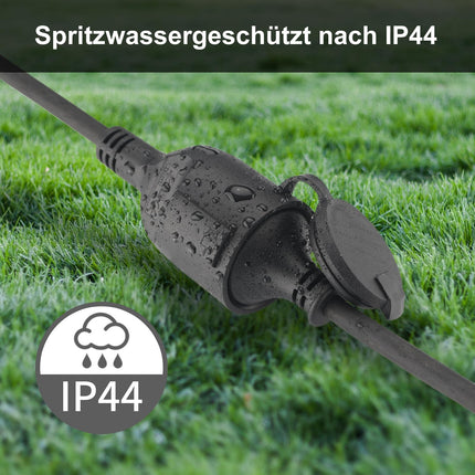 Välistingimustes kasutatav pikendusjuhe 5m, kummist pikendusjuhe Schuko pistikuga, IP44 pikendusjuhe H07RN-F 3G1,5 mm² kaabel, kaitsekorgiga, 3500W, 16A 250V, must