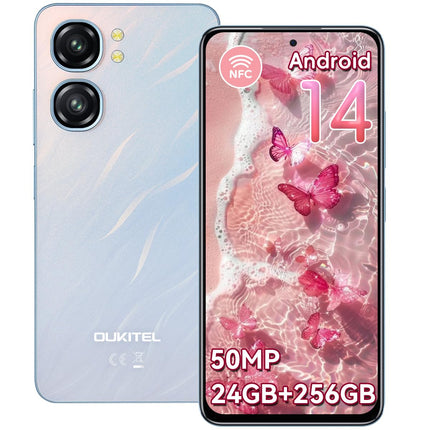 OUKITEL C58 Pro nutitelefon ilma lepinguta Android 14-24GB+256GB 50MP+8MP AI kaameraga mobiiltelefon ilma lepinguta 6,7-tolline 90Hz ekraan 5150mAh mobiiltelefon Soodne, NFC, GPS, kahe SIM-kaardiga 4G SIM-kaardi lukustuseta mobiiltelefonid