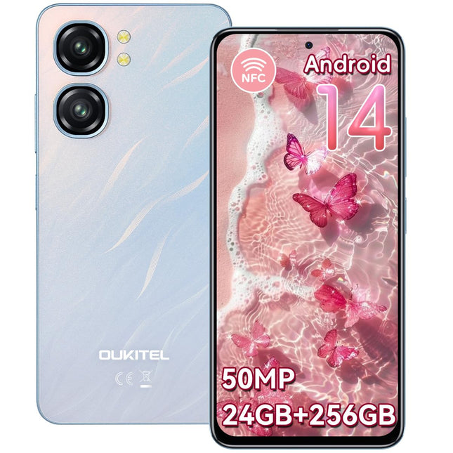 OUKITEL C58 Pro nutitelefon ilma lepinguta Android 14-24GB+256GB 50MP+8MP AI kaameraga mobiiltelefon ilma lepinguta 6,7-tolline 90Hz ekraan 5150mAh mobiiltelefon Soodne, NFC, GPS, kahe SIM-kaardiga 4G SIM-kaardi lukustuseta mobiiltelefonid