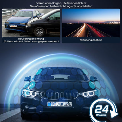 Autokaamera WiFi 2K, mini esikaamera, toetab välist GPS-moodulit, rakendust, IPS-ekraani, üliöist nägemist, 150° lainurka, WDR-i, 24-tunnist parkimisrežiimi ja liikumistuvastust, G-andurit