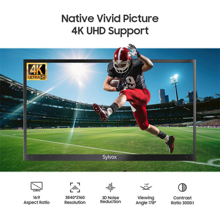 SYLVOX 43-tolline õue nutiteler, 4K UHD 2000 nitti HDR10, Google TV, IP55 veekindel, HBBTV, Wi-Fi, DVB-T2/S2/C ja PAL, õueteler aeda, terrassile ja ettevõtetele (Pool Pro 2.0)
