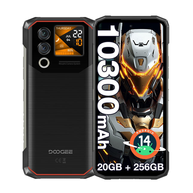 DOOGEE Blade 10 Max välistingimustes kasutatav nutitelefon ilma lepinguta Android 14, 10300mAh, 20(8+12) GB+256GB/2TB TF õues kasutatav nutitelefon, 1.54" tagumine ekraan 6.56” + 90Hz, 50MP+8MP ehitusplatsi telefon, sõrmejäljelugeja/näotuvastuse/NFC/OTG