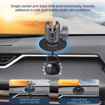 FANAUE ühendusvars kleepuva kuulpeaga alusega, mis ühildub RAM Mount B-ga, suurusega 1" kuulpea adapter jalgratta ja mootorratta mobiiltelefoni hoidikule, iminapaga alus auto armatuurlauale kinnitatav autotarvikud