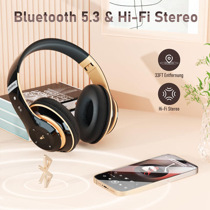 Lankey Sound juhtmevabad Bluetooth-kõrvaklapid, kõrvapealsed Bluetooth-kõrvaklapid 6 ekvalaiseri režiimiga, 65 tundi juhtmevabasid kõrvaklappe sisseehitatud HD-mikrofoniga, FM, SD/TF õues, transpordiks, reisimiseks, õppimiseks