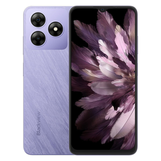 Blackview Wave 8 4G Android 14 nutitelefon ilma lepinguta, 12 GB + 256 GB (2 TB väline SD-kaart), 6,56-tolline HD+ ekraan (silmadele mugav režiim), 13 MP + 8 MP, kahe SIM-kaardiga mobiiltelefon, Smart-K Box kõlar, GPS, lilla