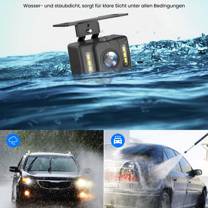 AUTO-VOX OEM Rear View Camera Car: 6 LED Super Night Vision IP69K Waterproof Rear View Camera Retrofit, Universal 1080P Rear View Cameras for Motorhome Car SUV Truck Van