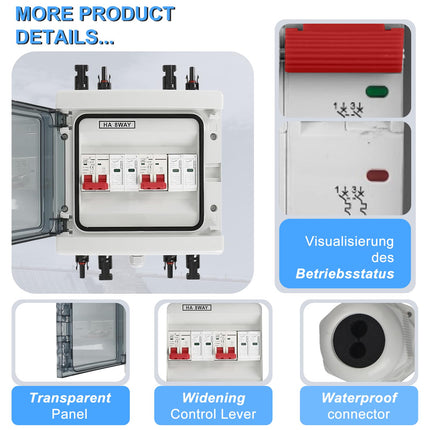 Surge protection PV DC 40A/1000V disconnect switch, lightning protection circuit breaker, solar junction box PV system, IP65 waterproof &amp; UV-resistant solar voltage protection for photovoltaics 2 in 2 out