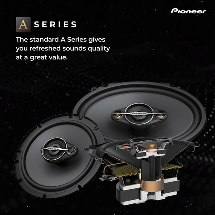 Pioneer TS-A6881F 6 x 8 4-ribaline koaksiaalkõlarikomplekt 2 kõlariga (kumbki 350 W max., 80 W siinus), võimas heli, kõrge efektiivsus, 62 mm paigaldussügavus, 133 x 191 mm paigaldusava