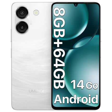 UMIDIGI G9A mobiiltelefon, Android 14 Go nutitelefon ilma lepinguta, 6,75" HD+ kaheksatuumaline Android mobiiltelefon, 8 GB + 64 GB / 1 TB TF, kahe SIM-kaardiga 4G SIM-kaardi lukustamata mobiiltelefonid, 13 MP + 8 MP / 5000 mAh / Face ID / GPS