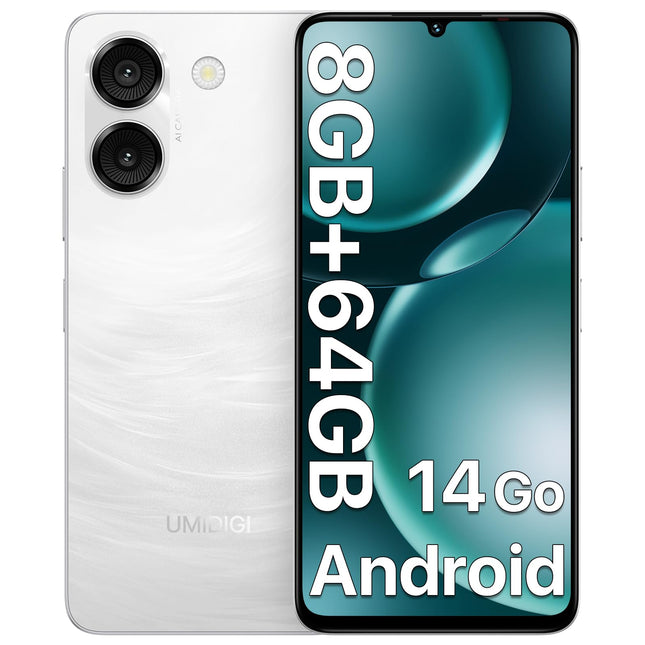 UMIDIGI G9A mobiiltelefon, Android 14 Go nutitelefon ilma lepinguta, 6,75" HD+ kaheksatuumaline Android mobiiltelefon, 8 GB + 64 GB / 1 TB TF, kahe SIM-kaardiga 4G SIM-kaardi lukustamata mobiiltelefonid, 13 MP + 8 MP / 5000 mAh / Face ID / GPS