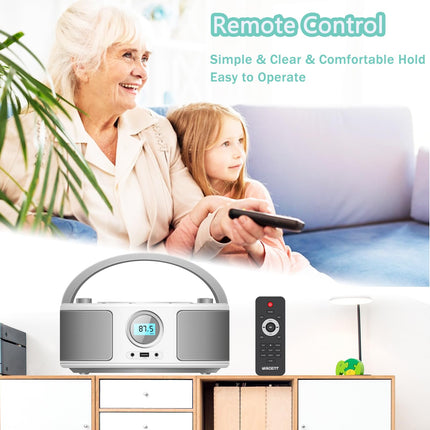 WISCENT Portable CD Radio Boombox (CD Player, Boomboxes, FM Radio, USB, Headphone Jack, AUX-In), CD Player for Children and Adults