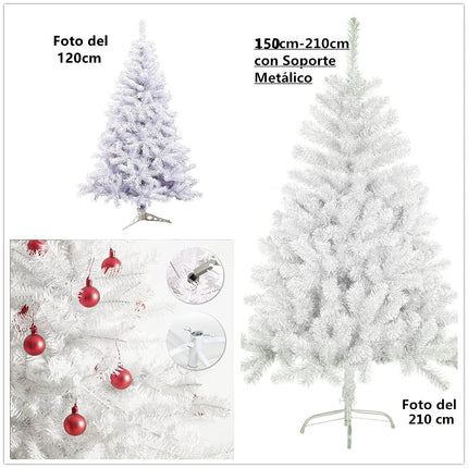 SOLAGUA NAVIDAD kunstkuusk, läikiva lehega kuusk 120–210 cm, metalltoega puud (läikiv valge, 150 cm, 293 otsa)