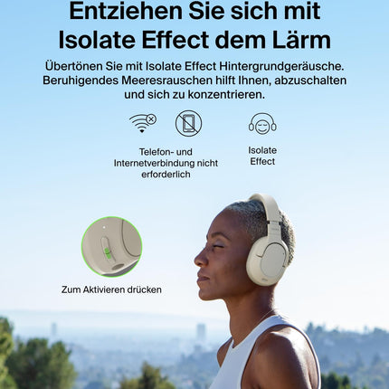 Belkin SoundForm Isolate mürasummutavad kõrvaklapid, juhtmevabad Bluetooth-kõrvaklapid, mikrofoniga peakomplekt, kõrvapealsed kõrvaklapid 60-tunnise esitusajaga, sügav bass, CloudCushion kõrvaklapid – liivakarva