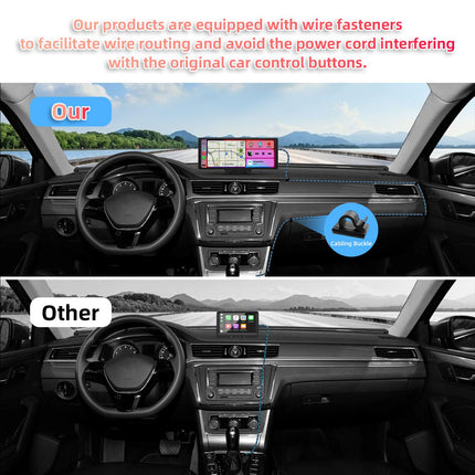 10,26-tolline Carplay ja Android Auto ekraan koos juhtmevaba CarPlay ja Android Auto toega, 4K esikaamera, 1080P tahavaatekaamera, Bluetooth, Mirror Link, FM-saatja, AUX-kaabel, TF-kaart