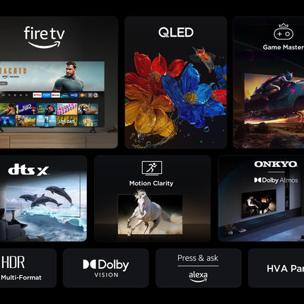 TCL 43T6C 43-tolline QLED 4K HDR-teler, nutikas Fire-teler Dolby Visioni ja Atmose, HDR10+, hääljuhtimise ja funktsiooniga „Küsi Alexalt“