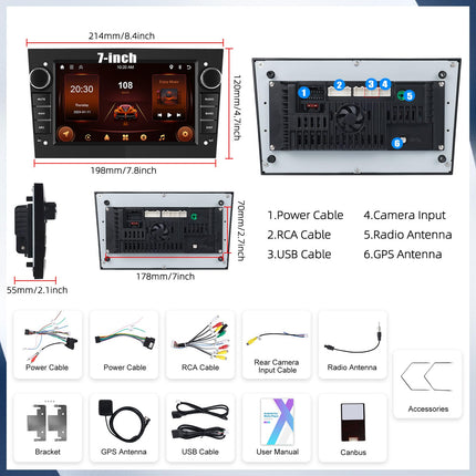 [2+64G] SIXWIN Android 13 autoraadio Opel Corsa d/Astra h/Zafira b/Meriva mudelitele koos Carplay/Android Auto/Mirrorlinkiga, 7-tolline mahtuvuslik puuteekraan, toetab WiFi, GPS, FM, Bluetooth EQ