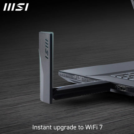 MSI BE6500 WiFi 7 USB Adapter - Wi-Fi up to 2880 Mbps (6 GHz) + 2880 Mbps (5 GHz) + 688 Mbps (2.4 GHz), MU-MIMO, adjustable antenna - Wired mount included