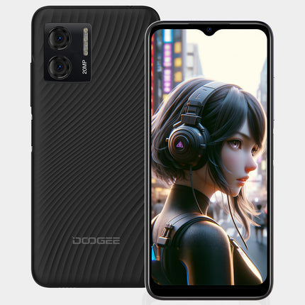 DOOGEE N50S lukustamata nutitelefon, 9GB+128GB/TF 1TB, 6,52" HD+ ekraan, Android 13, kaheksatuumaline protsessor, 20MP+8MP kaamera, kahe SIM-kaardiga 4G mobiiltelefon, 4200mAh, Face ID, GPS, OTG, must