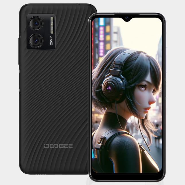 DOOGEE N50S Unlocked Smartphone, 9GB+128GB/TF 1TB, 6.52" HD+ Display, Android 13, Octa-Core Processor, 20MP+8MP Camera, Dual SIM 4G Mobile Phone, 4200mAh, Face ID, GPS, OTG, Black