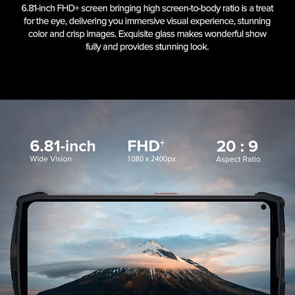 Ulefone Power Armor 13 Outdoor Mobile Phone without Contract, 13200mAh Battery, Infrared Distance Measurement, 6.81'' 48MP Camera, IP68 Waterproof Android 11 Smartphone, Helio G95 8GB 256GB, NFC Wireless Charging