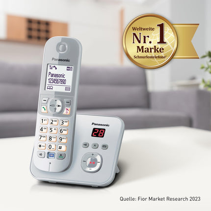 Panasonic KX-TG6821GS DECT juhtmeta telefon automaatvastajaga (madala kiirgusega, ökorežiim, GAP-telefon, lauatelefon, kõnepiirang) pärlhõbedane