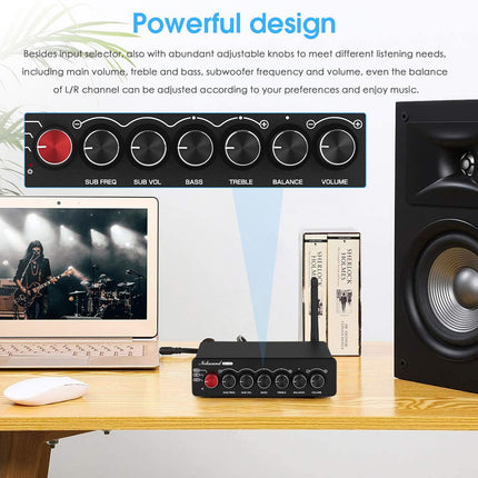 Nobsound NS-14G 2.1 võimendi, helivõimendi, Bluetooth 5.0 HiFi stereo 200W 2.1-kanaliga subwoofer-võimsusvõimendi kõrgete ja bassisageduste juhtimisega kodu- ja autokõlaritele