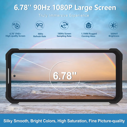 OUKITEL WP17 õues kasutatav nutitelefon, 8300 mAh õues kasutatav mobiiltelefon 128 GB + 8 GB, 90 Hz 6,78-tolline FHD+ ekraan, Helio G95 mängukiip, 64 MP + 20 MP kaamera, 18 W kiirlaadimine Android 11 NFC OTG Dual 4G