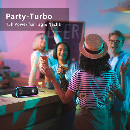 DOSS SoundBox Pro+ Bluetooth-kõlar, 24 W stereoheli, lisabass, 15-tunnine aku, IPX6 veekindel, värviline valgusshow, stereo sidumine, Bluetooth-muusikakarp telefonile, õues, rannas, kodus - hall