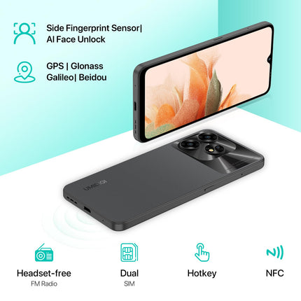 UMIDIGI A15 nutitelefon ilma lepinguta (2023), Android 13 NFC mobiiltelefon 16GB (8GB+8GB)+256GB (kuni 1TB), 64MP+16MP, 6,7" HD+ ekraan, 5000mAh+20W kiirlaadimine, 4G kahe SIM-kaardiga lukustamata mobiiltelefonid - lilla