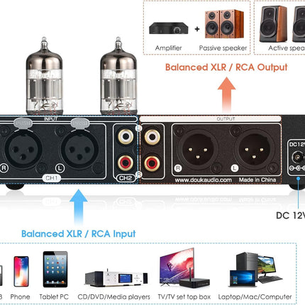 Douk Audio HiFi vaakumtoru ekvalaiser 7-ribaline ekvalaiser, XLR eelvõimendi, kodukino (T8 PRO)