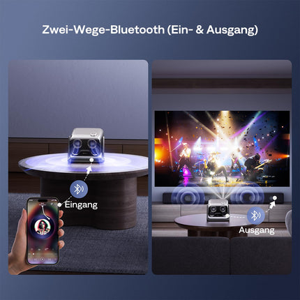 Aurzen Boom Mini 4-in-1 Smart Projector with Google TV, 4K Supported Home Theater &amp; Outdoor Projector, 20W Dolby Audio, 500 ANSI Projector, ToF Autofocus &amp; Keystone Correction, Wi-Fi/Bluetooth/Mobile Phone (Black)