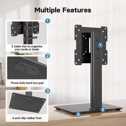 BONTEC telerialus, monitorialus 17–43-tollistele LCD, LED, OLED, plasmateleritele ja -monitoridele ning kuni 45 kg kaaluvatele monitoridele, 50-kraadise pöördliigendiga, 3-astmelise kõrguse reguleerimisega, max VESA 200x200