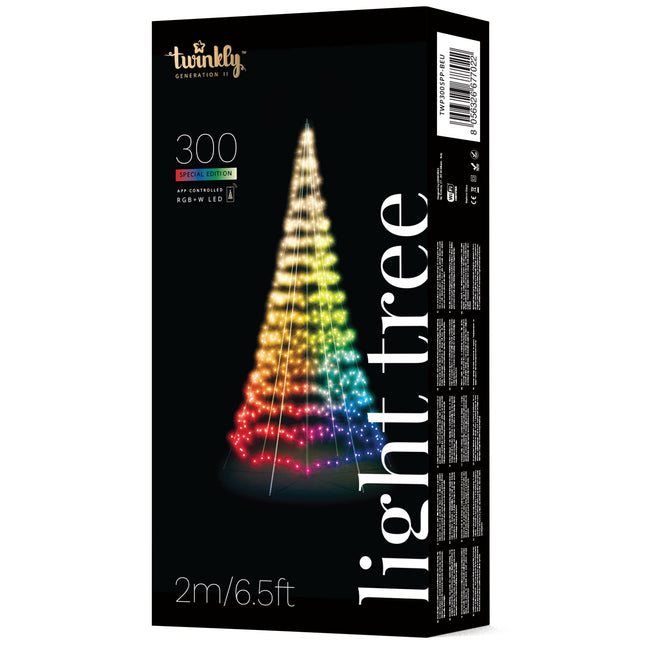 Twinkly 3D valguspuu 3 meetrit, lame jõulupuu ustele ja seintele sise- ja välistingimustes, 300 kaardistatavat RGB ja valget LED-i, ühildub Alexa ja Google Home'iga, IP44, rakendusega juhtimine
