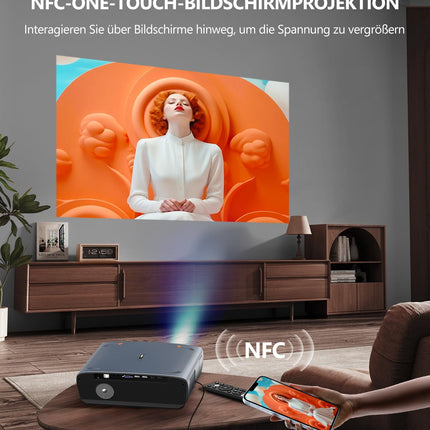 Projector 4K with Google TV, 1900 ANSI Home Theater Smart Projector Daylight Suitable with ToF CMOS Laser Autofocus, Dolby Audio, HDR, NFC, WiFi, Bluetooth, LED Video Projector for Ceiling Mounting Bright Rooms
