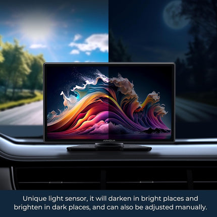 APHQUA CarPlay ekraan autole, 9-tolline juhtmevaba Apple CarPlay ja Android Auto autostereo, kaasaskantav puuteekraan autos mängimiseks GPS-navigatsiooni/peegliühenduse/Bluetoothi/FM/AUX/USB-ga (A98RC)