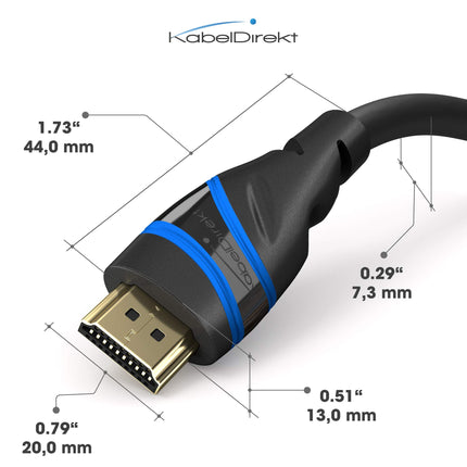 KabelDirekt – 10K &amp; 8K HDMI Cable, HDMI 2.1b – 2 m, available in 0.5-5 m – Certified, developed in Germany (Ultra High Speed ​​HDMI 2.1 Cable for PC, PS5, Xbox, Monitor and TV – black-blue)