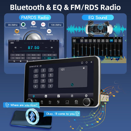 [2+64G] 10,36-tolline Android 15 1-din puutetundliku ekraaniga autoraadio, 1-din IPS-puutetundliku ekraaniga raadio - juhtmevaba Carplay ja Android Auto, WiFi, GPS, jagatud ekraan, Mirror Link, SWC + AHD tahavaatekaamera