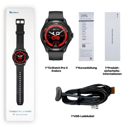 Ticwatch Pro 5 Enduro nutikell meestele Android Wear OS nutikell 90h aku 110+ treeningrežiimi 7/24 pulss 5ATM GPS kompass Ei ühildu iPhone'iga