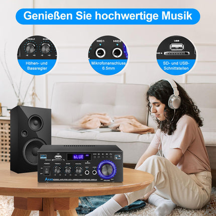 Hifi võimendi - KKMOL stereovõimendi, AK45 mini Bluetooth-raadio ja helivõimendi vastuvõtja, Wiimp võimendi, 12V/220V 400W 2 kanaliga digitaalne võimsusvõimendi, helivõimendi USB, SD-kaardi ja kaugjuhtimispuldiga