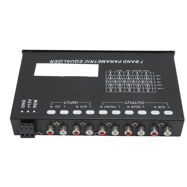 7-Band Car Audio Graphic Equalizer, Car Equalizer, Variable Gain Adjustment, CD AUX Input, Input EQ Selection for Stereo System Equalizer, Car Audio