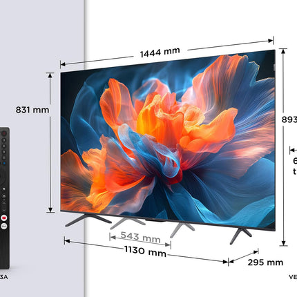 TCL 65T8C 65-tolline QLED 4K HDR UHD teler, nutikas Google TV Dolby Vision ja Atmos, 144Hz Motion Clarity Pro, FreeSync, Onkyo 2.1 heli, hääljuhtimine, ühildub Google Assistantiga