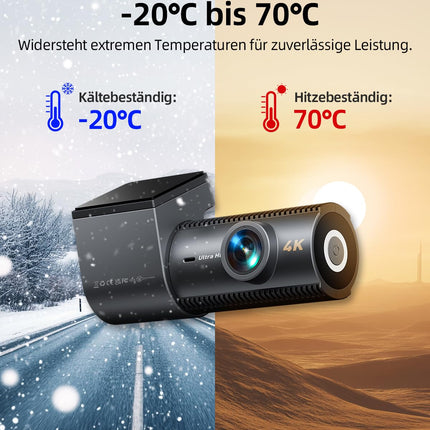 CIEVIE 4K+1080P autokaamera ees ja taga 64 GB SD-kaardiga, 5 GHz WiFi-ga autokaamera 1,5-tollise IPS-ekraaniga, 170° lainurk, G-andur, WDR öine nägemine, tsükkelsalvestus, rakenduse juhtimine, toetab maksimaalselt 256 GB