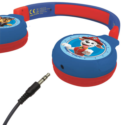 Lexibook - Käpapatrull 2-ühes Bluetooth-kõrvaklapid lastele - stereo juhtmevabad juhtmega, lapsesõbralikud nii poistele kui ka tüdrukutele, kokkupandavad, reguleeritavad, sinised/punased/sinised, HPBT010PA