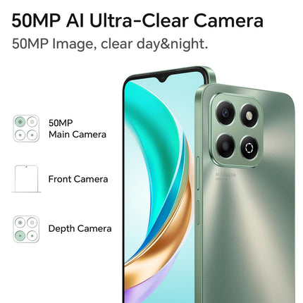 HONOR X6b 4G nutitelefon 4GB 128GB, 6.56' 90Hz TFTLCD, 5200mAh aku, 50MP tagakaamera, Android 14, kahe SIM-kaardiga, NFC, must (ilma laadijata)