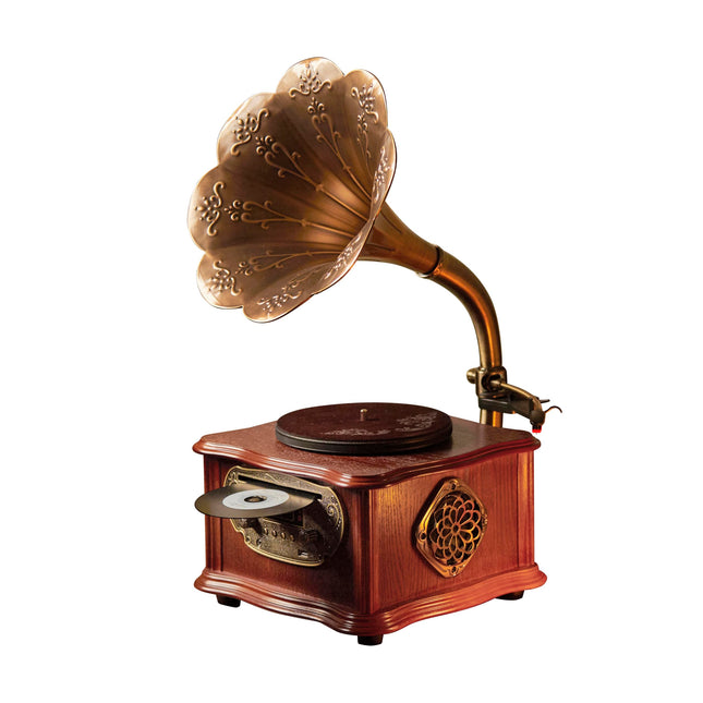 Must retro plaadimängija, Bluetoothiga plaadimängija, grammofoni ja CD taasesitus, FM-raadio, kaugjuhtimispult